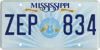 MS license plate ZEP834