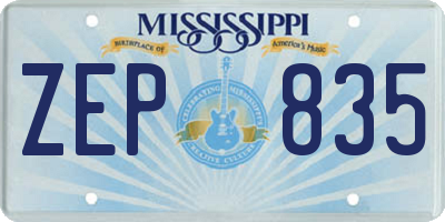 MS license plate ZEP835