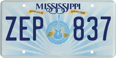 MS license plate ZEP837