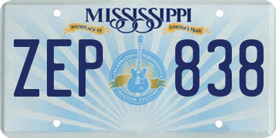 MS license plate ZEP838