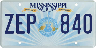 MS license plate ZEP840