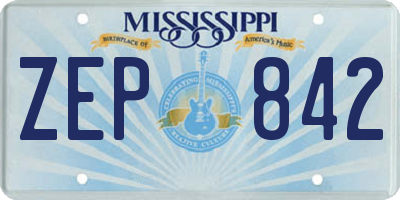 MS license plate ZEP842