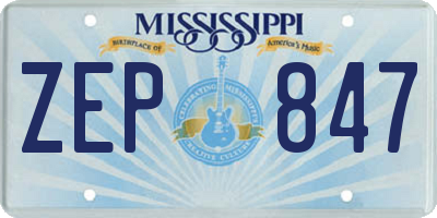 MS license plate ZEP847