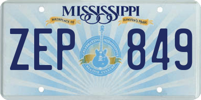 MS license plate ZEP849