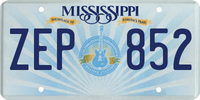 MS license plate ZEP852