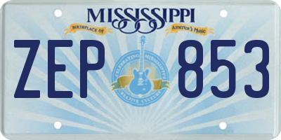 MS license plate ZEP853