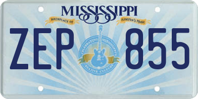 MS license plate ZEP855