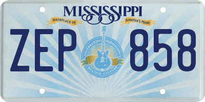 MS license plate ZEP858