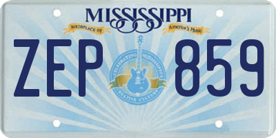 MS license plate ZEP859