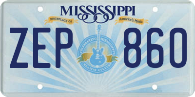 MS license plate ZEP860
