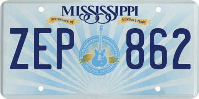 MS license plate ZEP862