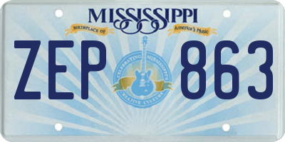 MS license plate ZEP863