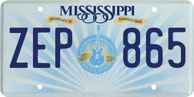 MS license plate ZEP865
