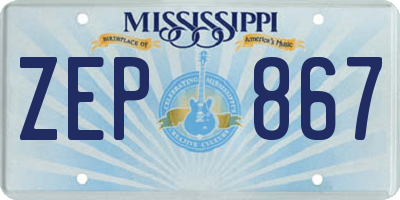 MS license plate ZEP867