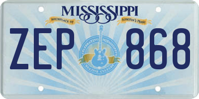 MS license plate ZEP868