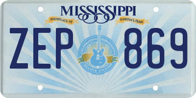 MS license plate ZEP869