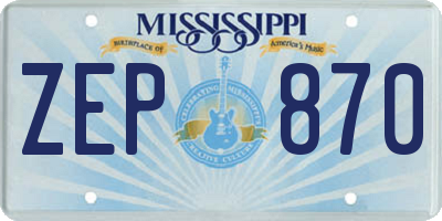 MS license plate ZEP870