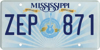 MS license plate ZEP871