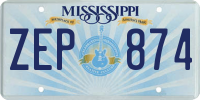 MS license plate ZEP874