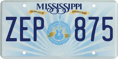MS license plate ZEP875