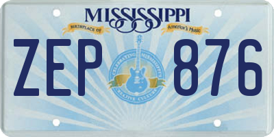 MS license plate ZEP876
