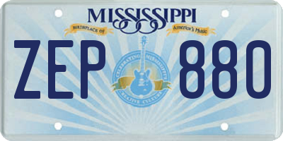 MS license plate ZEP880