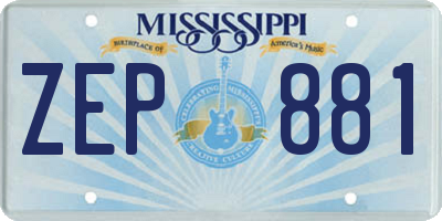 MS license plate ZEP881