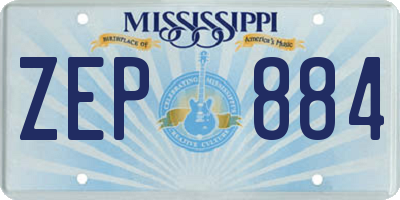 MS license plate ZEP884