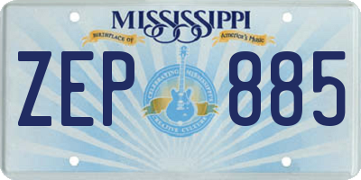 MS license plate ZEP885