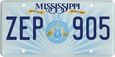 MS license plate ZEP905
