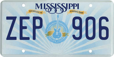 MS license plate ZEP906