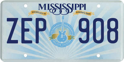 MS license plate ZEP908