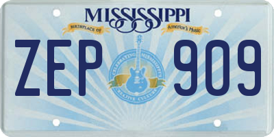 MS license plate ZEP909