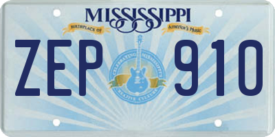 MS license plate ZEP910
