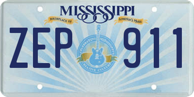 MS license plate ZEP911