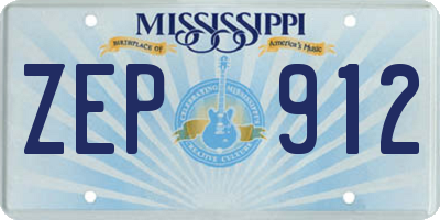 MS license plate ZEP912