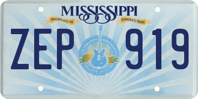 MS license plate ZEP919