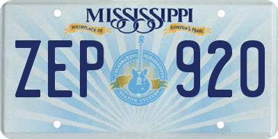 MS license plate ZEP920