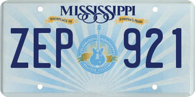 MS license plate ZEP921