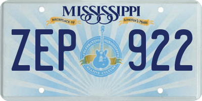 MS license plate ZEP922