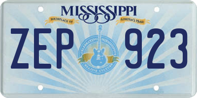 MS license plate ZEP923