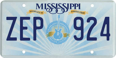 MS license plate ZEP924