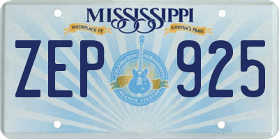 MS license plate ZEP925