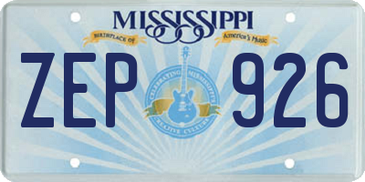 MS license plate ZEP926