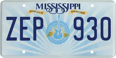 MS license plate ZEP930