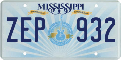 MS license plate ZEP932