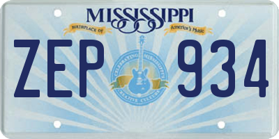MS license plate ZEP934