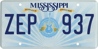 MS license plate ZEP937