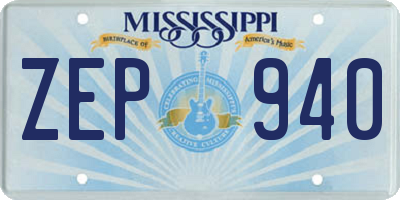 MS license plate ZEP940