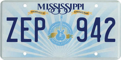 MS license plate ZEP942
